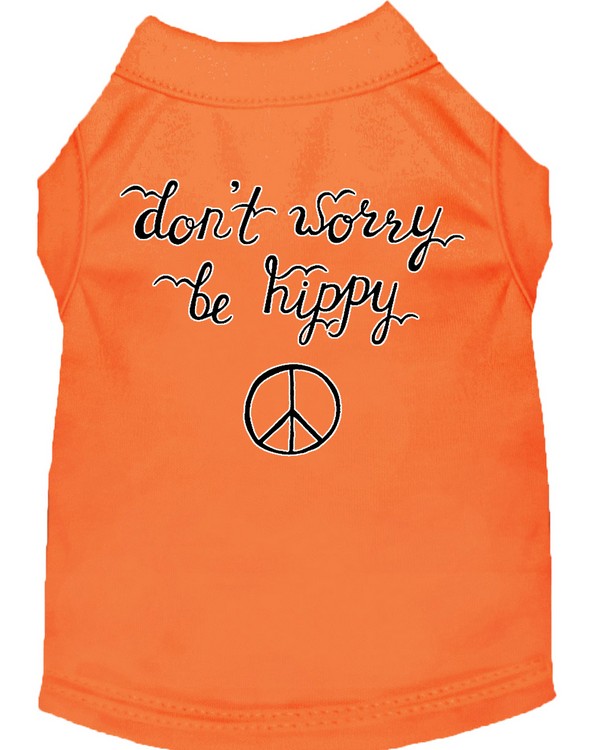 Be Hippy Screen Print Dog Shirt Orange Lg